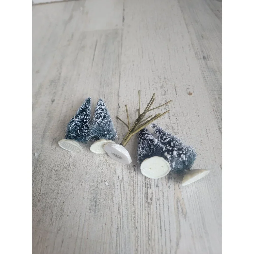Lemax Mini snow bristle tree bare branch‎ set village accessory xmas